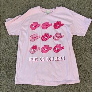BRAND NEW Oversized Altar’d State “Ride on Cowgirls” Preppy Pink Hat Tee